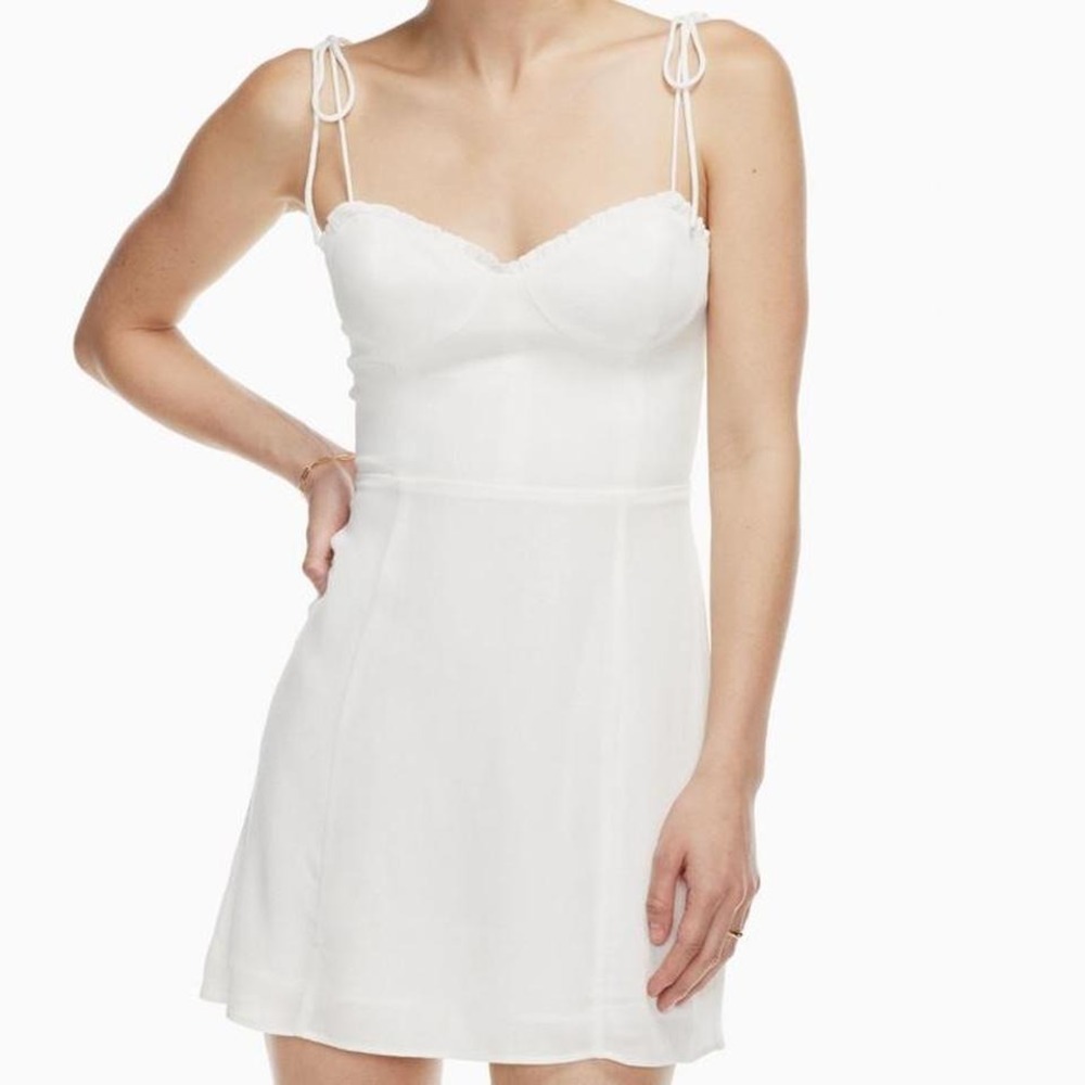 Wilfred Aritzia‎ Fable White Mini Dress white tie strap mini Dress Formal Chic
